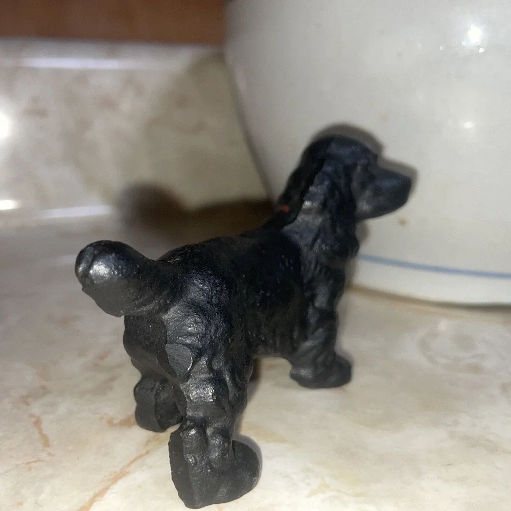 Vintage Hubley Black Solid Cast Iron Cocker Spaniel Dog 4
